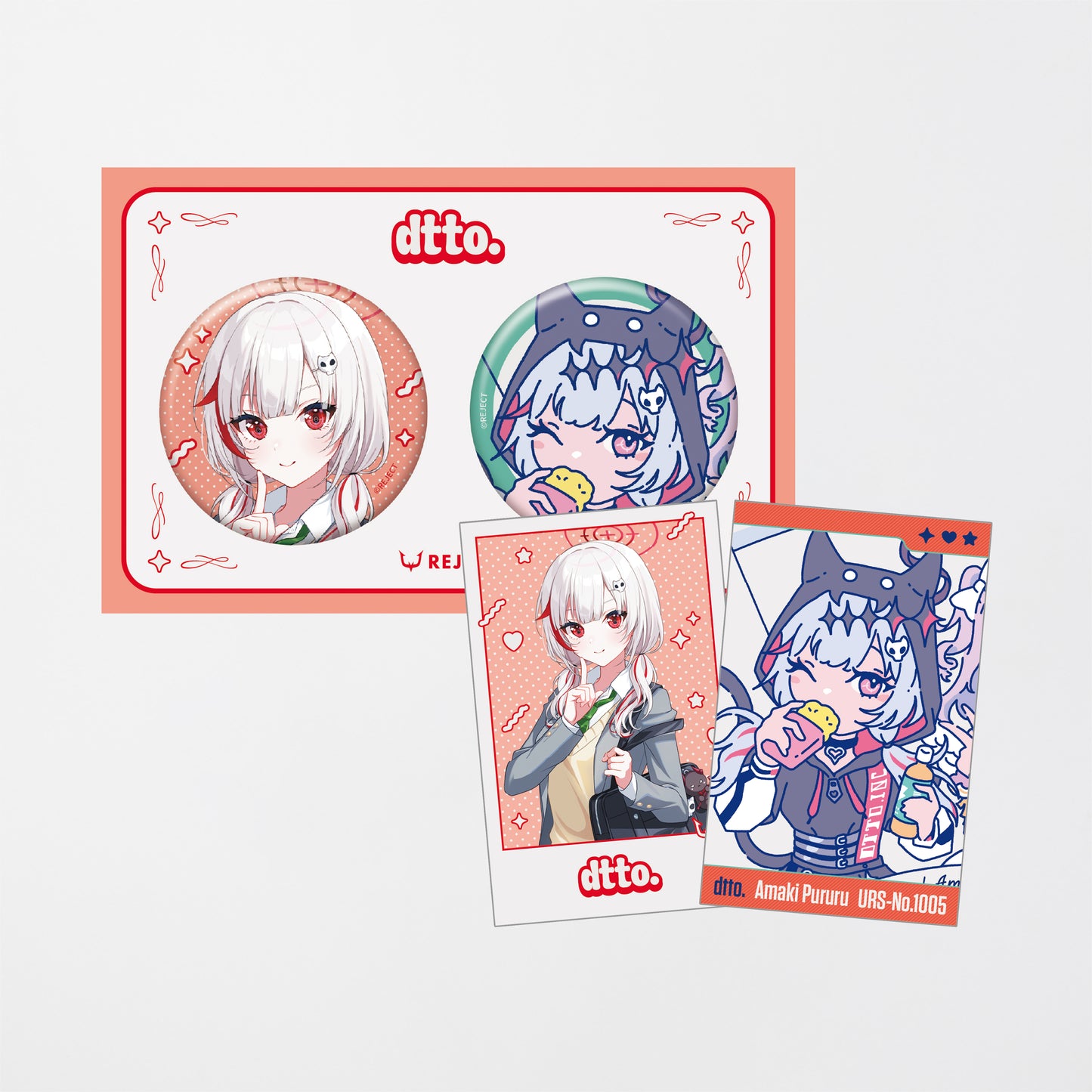 REJECT X ファミリーマート チェキ風カード&缶バッチセット
